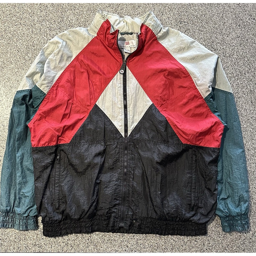 Vintage Wilson Tennis Jacket Mens‎ XXL Track Windbreaker Nylon Colorblock